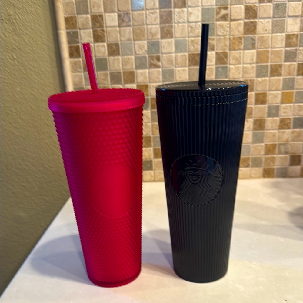Starbucks Vibrant Red and Sleek Black Tumblers